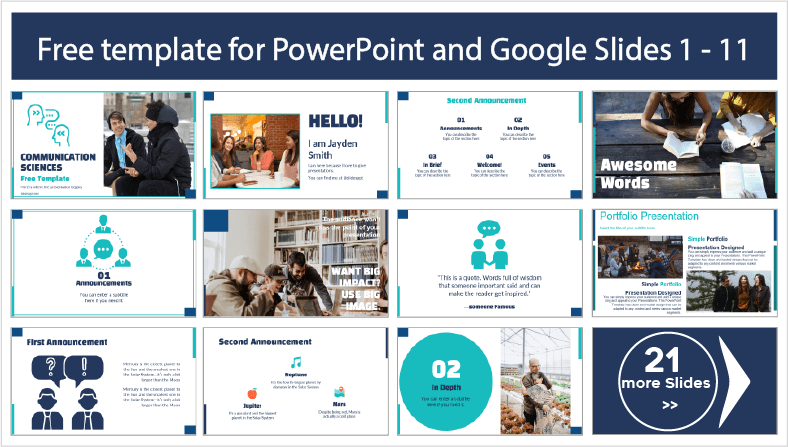 Téléchargez gratuitement des modèles PowerPoint et des thèmes Google Slides pour les sciences de la communication.