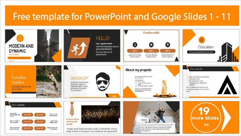 Modern and Dynamic Templates for free download in PowerPoint and Google Slides themes.
