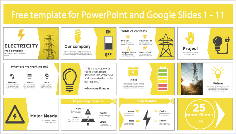 Descarregar gratuitamente os modelos PowerPoint de electricidade e os temas Google Slides.