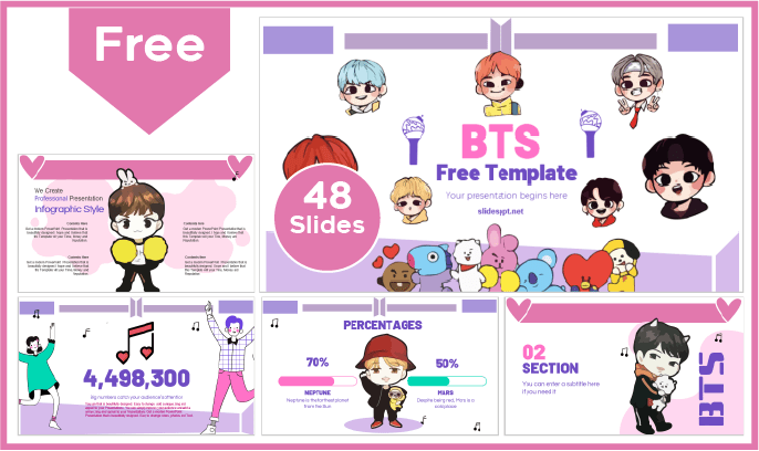 Free Kawaii-style Bts Template for PowerPoint and Google Slides.
