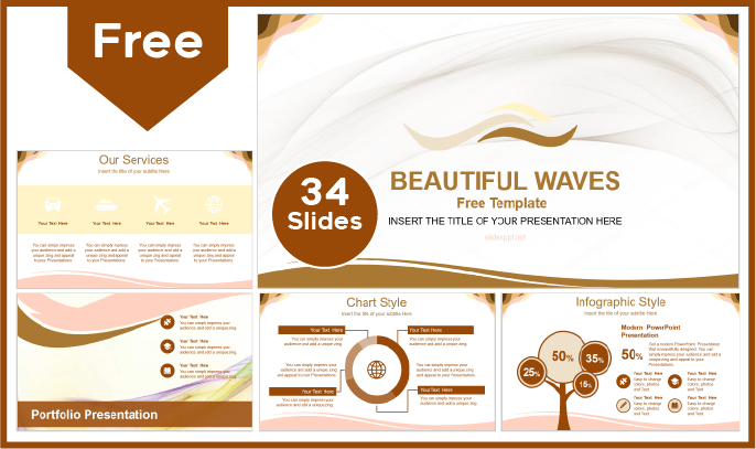 Modelo gratuito de estilo Beautiful Waves para PowerPoint e Google Slides.