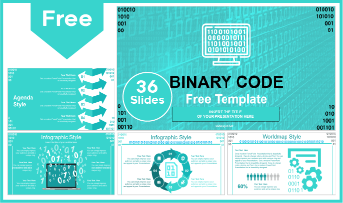 Modelo de código binário gratuito para PowerPoint e Google Slides.