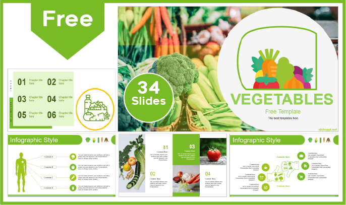 Modèle gratuit d'avantages pour les légumes pour PowerPoint et Google Slides.