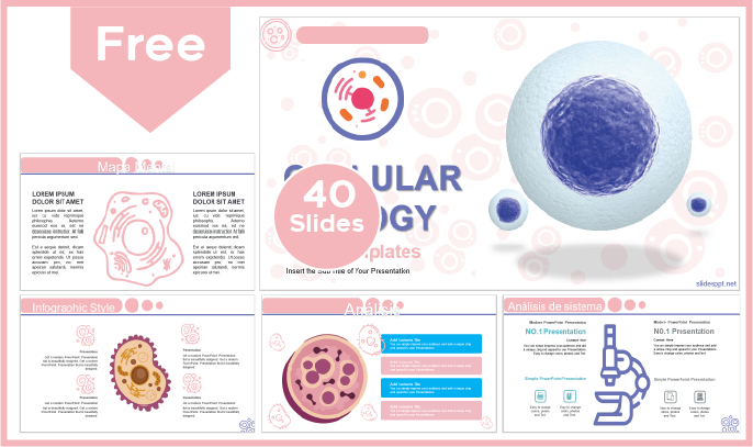 Modelo gratuito de biologia celular para PowerPoint e Google Slides.