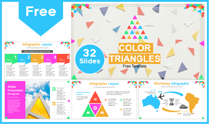 Free Colored Triangles style template for PowerPoint and Google Slides.