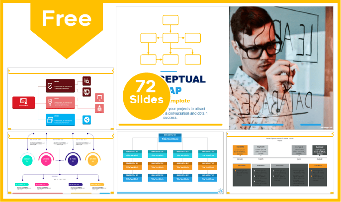 Modelos de mapa de conceitos gratuitos para PowerPoint e Google Slides.