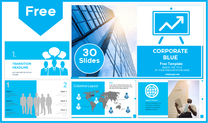 Modelo azul céu corporativo gratuito para PowerPoint e Google Slides.