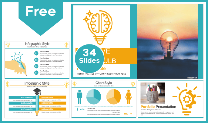 Free Creative Light Bulb style template for PowerPoint and Google Slides.