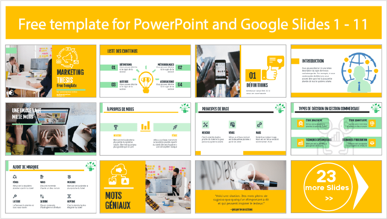 Descargar gratis plantillas para Tesis de Mercadotecnia en PowerPoint y temas Google Slides.