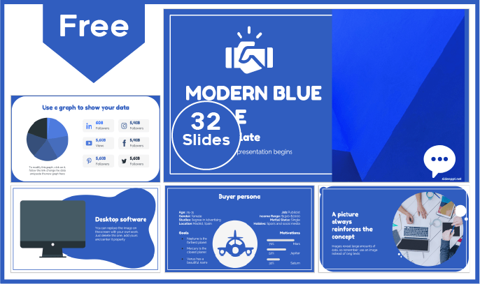 Modelo formal azul gratuito para PowerPoint e Google Slides.