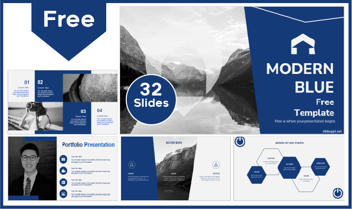 Modelo Azul Moderno gratuito para PowerPoint e Google Slides.