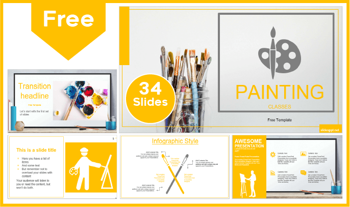 Free Painting Class Template for PowerPoint and Google Slides.