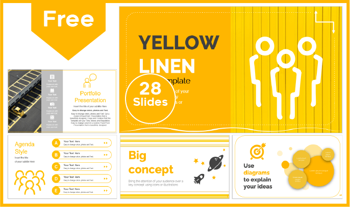 Modèle gratuit de style Lignes jaunes pour PowerPoint et Google Slides.