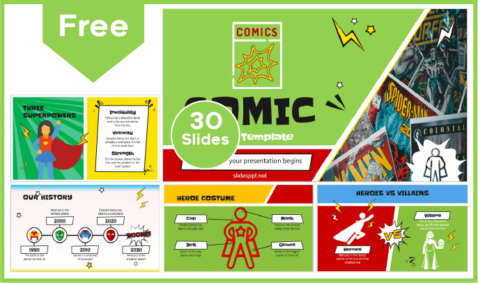 Free Comic style template for PowerPoint and Google Slides.