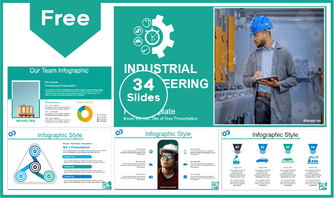Modelo Livre de Tese de Engenharia Industrial para PowerPoint e Google Slides.