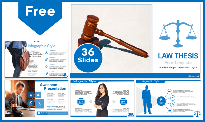 Modelo de Tese de Direito em PowerPoint e Google Slides.