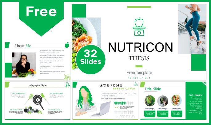 Plantilla para Tesis de Nutrición gratis en PowerPoint y Google Slides.