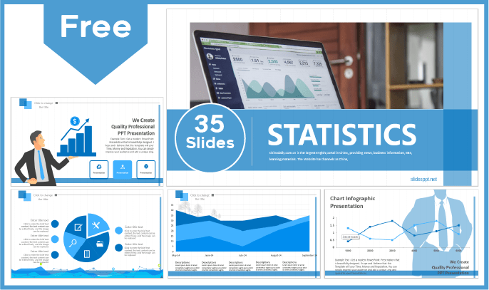 Modelo de Estatística Gratuito para PowerPoint e Google Slides.