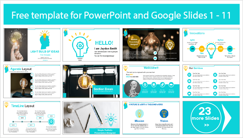 Descargar gratis plantillas de Bombilla de Ideas para PowerPoint y temas Google Slides.