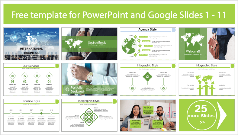Descarregar gratuitamente modelos PowerPoint de Negócios Internacionais e temas Google Slides.