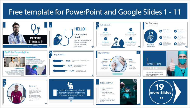 Descargar gratis plantillas para Tesis de Medicina en PowerPoint y temas Google Slides.