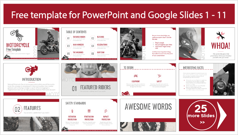 Téléchargez gratuitement des modèles PowerPoint et des thèmes Google Slides pour le motocyclisme.