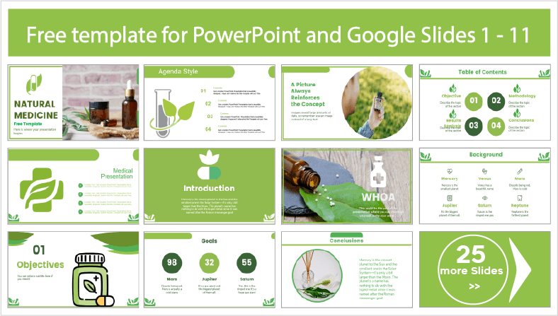 Descargar gratis plantillas de Medicina Natural para PowerPoint y temas Google Slides.