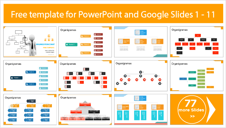 Descarregar gratuitamente o modelo do organigrama PowerPoint e os temas Google Slides.