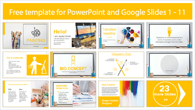 Descarregar gratuitamente os modelos da Classe de Pintura para os temas PowerPoint e Google Slides.
