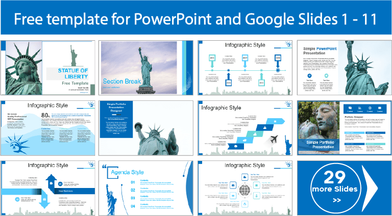 Descargar gratis plantillas de la Estatua de la Libertad para PowerPoint y temas Google Slides.
