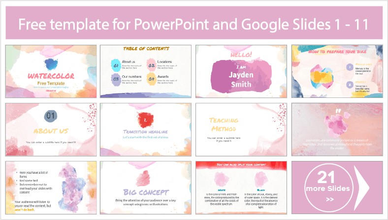 Watercolor border templates for free download in PowerPoint and Google Slides themes.