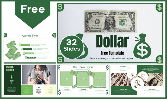 Modelo gratuito estilo Dólar para PowerPoint e Google Slides.