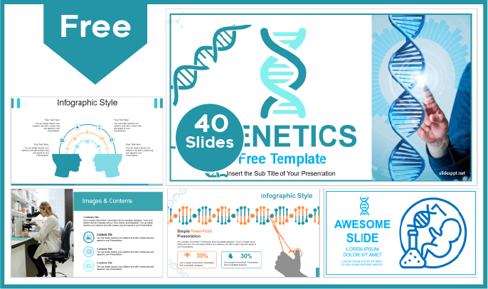 Plantilla de Genética gratis para PowerPoint y Google Slides.