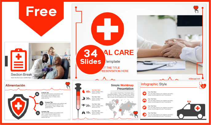 Modelo de cuidados de saúde gratuito para PowerPoint e Google Slides.