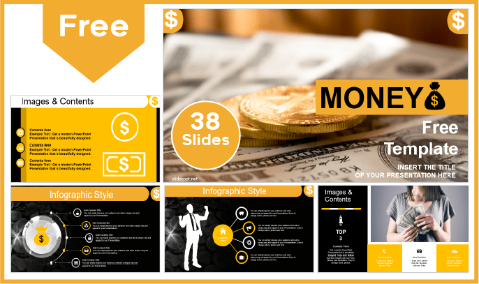 Modelo de dinheiro gratuito para PowerPoint e Google Slides.