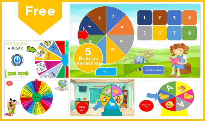 Modèles gratuits de roulette interactive pour PowerPoint et Google Slides.