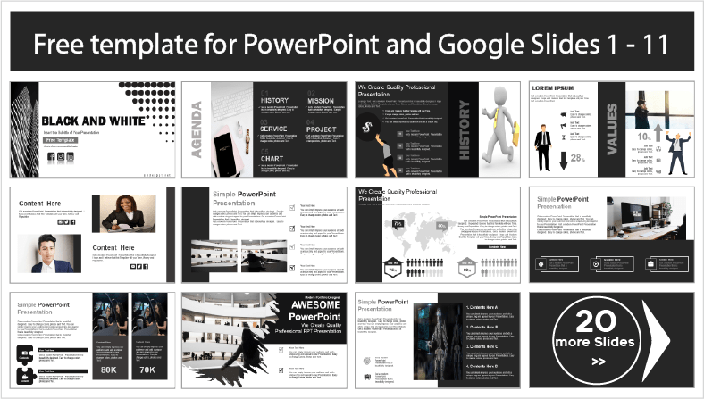 Téléchargez gratuitement des modèles PowerPoint Noir et Blanc et des thèmes Google Slides.