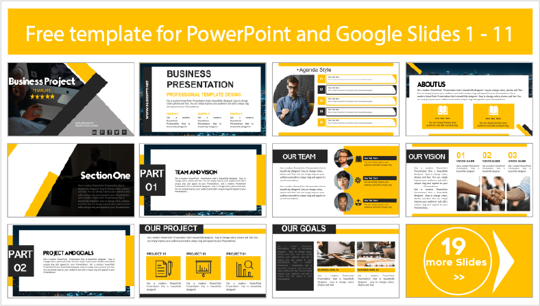 Descargar gratis plantillas para presentar proyectos de Negocios para PowerPoint y temas Google Slides.