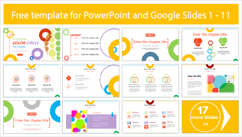 Descarregar gratuitamente modelos de Círculos Coloridos para temas de PowerPoint e Google Slides.