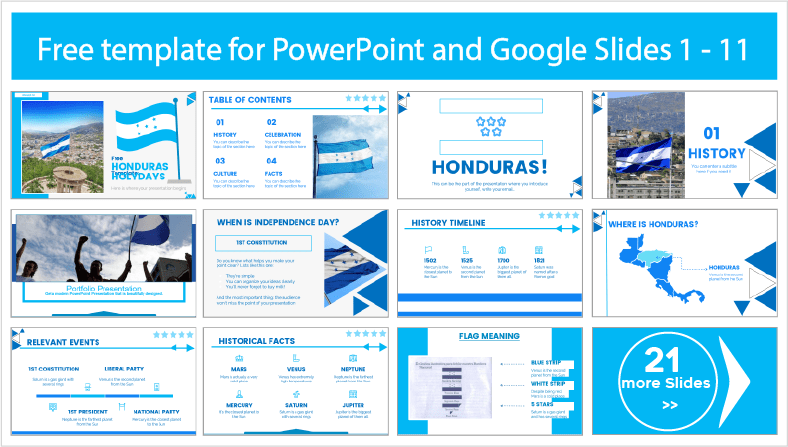 Téléchargez gratuitement des modèles de fêtes nationales honduriennes pour les thèmes PowerPoint et Google Slides.