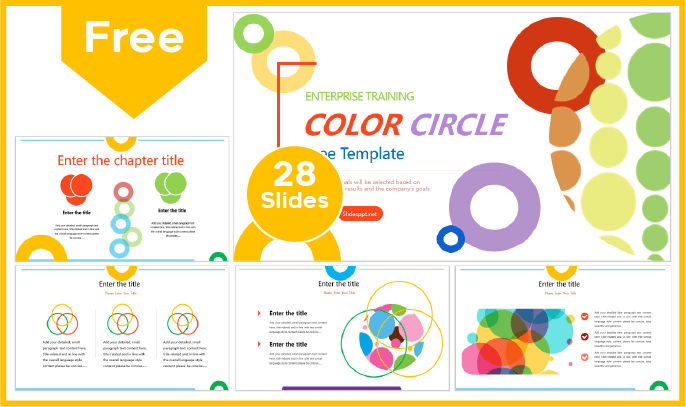 Modelo de Círculos Coloridos Gratuitos para PowerPoint e Google Slides.