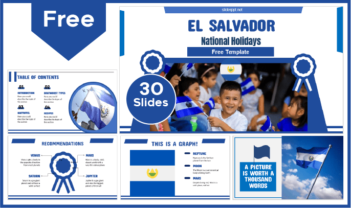 Free Template for Children of National Holidays of El Salvador for PowerPoint and Google Slides.