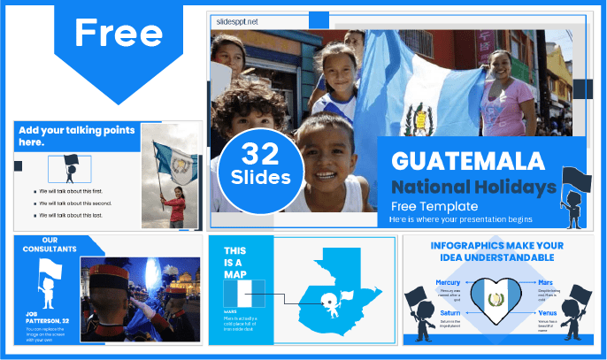 Free Guatemalan Fiestas Patrias kids template for PowerPoint and Google Slides.