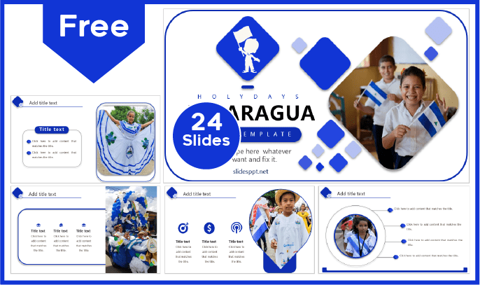 Free Nicaraguan Fiestas Patrias children template for PowerPoint and Google Slides.