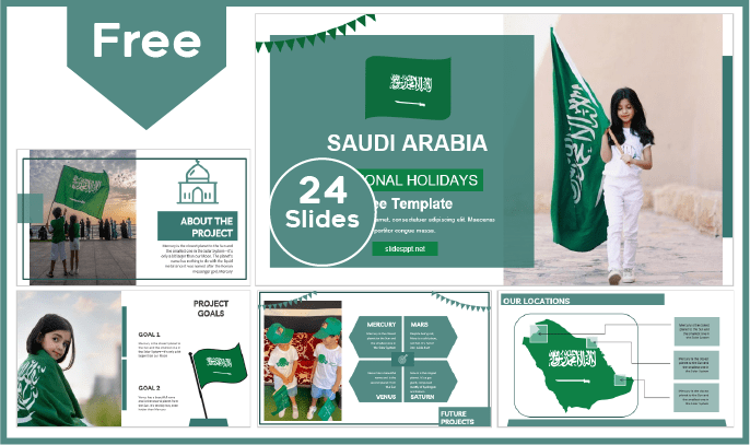 Plantilla de niños del Día Nacional de Arabia Saudita gratis para PowerPoint y Google Slides.