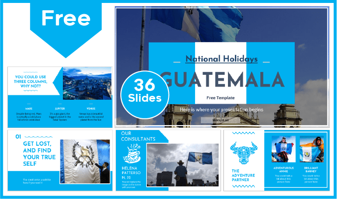 Free Guatemalan National Holidays template for PowerPoint and Google Slides.