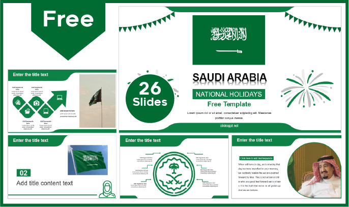 Modèle gratuit de fête nationale saoudienne pour PowerPoint et Google Slides.