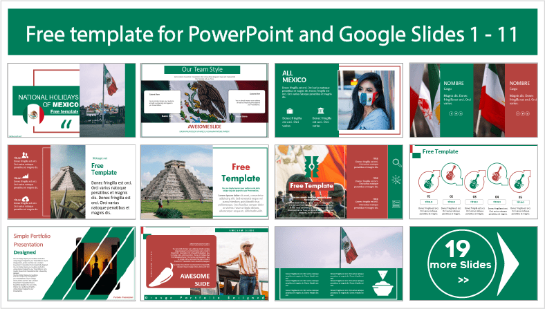 Modelos de feriados nacionais do México moderno para download gratuito nos temas do PowerPoint e do Google Slides.