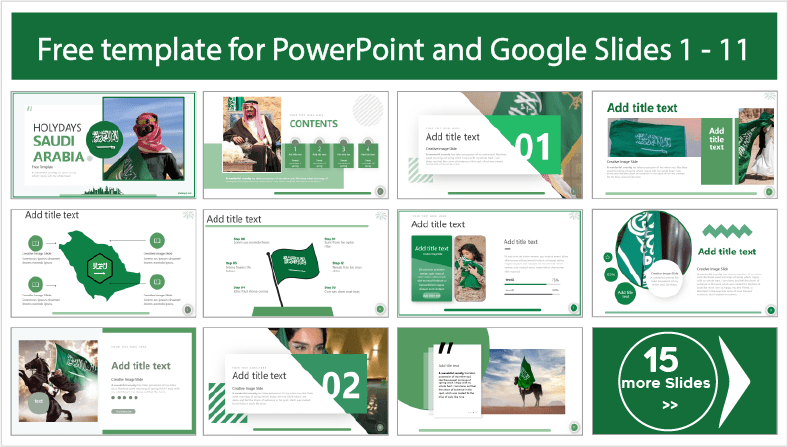 Modern Saudi Arabia National Day templates for free download in PowerPoint and Google Slides themes.