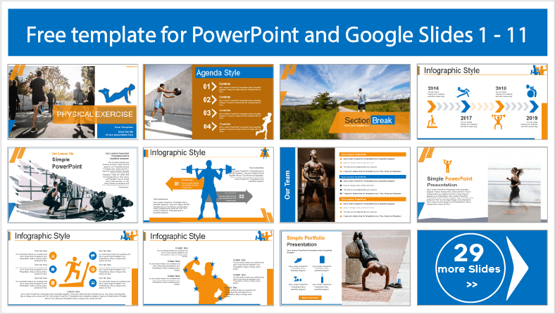 Laden Sie kostenlose Vorlagen für Körperliche Übungen für PowerPoint und Google Slides herunter.